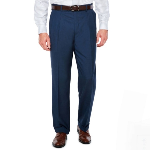 Stafford Sharkskin Stretch Pleated Pants Classic Fit  Size-34W×32L - Picture 1 of 4